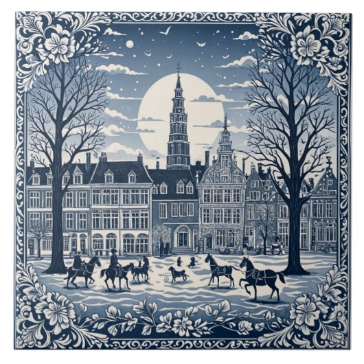 style Delft hiver/Noël 6 タイル (正面)