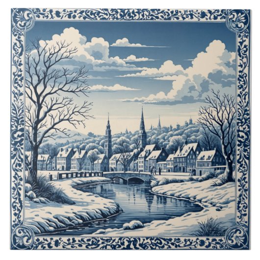 style Delft hiver/Noël 8 タイル (正面)