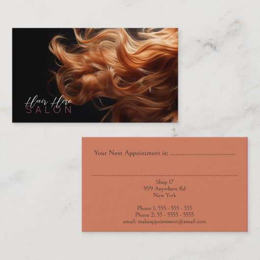 Styled Hair Salon Appointment Business Card 予約カード (正面/裏面)