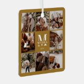 Stylisシンプルカップル写真コラージュ | モノグラムギフト メタルオーナメント (正面右)