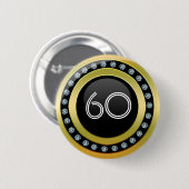 Stylis 60のテンプレートボタンの黒、金ゴールドおよびダイヤモンド 缶バッジ (正面&裏面)