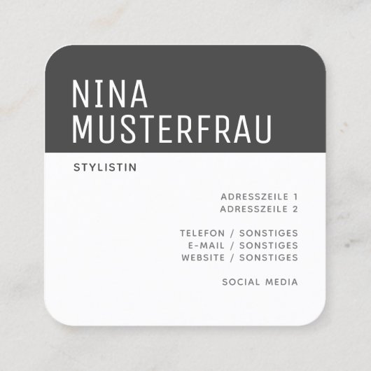 Stylische Foto Visitenkarten Vorlage - スクエア名刺 (裏面)