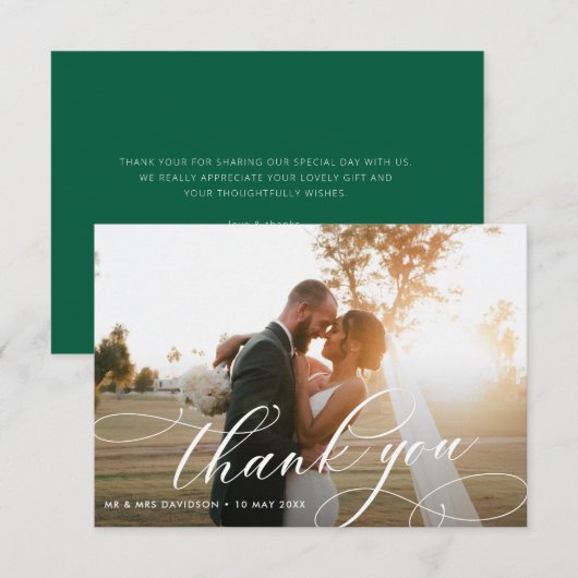 Stylised Calligraphy lettering wedding  サンキューカード (正面/裏面)