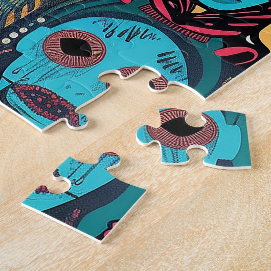 Stylised Patchwork of Skulls & Heads ジグソーパズル (側面)