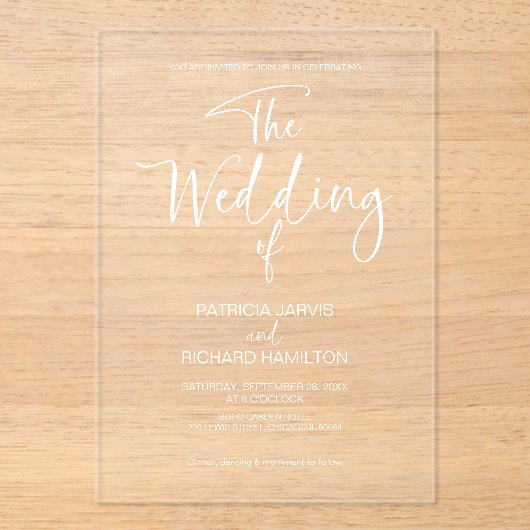 Stylish結婚の アクリル招待状 (正面)