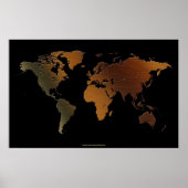 Stylish 3D Rustic-tone World Map Art Poster ポスター (正面)