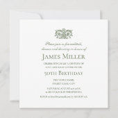 Stylish 50th Birthday Party Elegant Green Ornate 招待状 (正面)