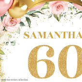 Stylish 60th Birthday Napkins Gold Sparkle Blooms スタンダードカクテルナプキン