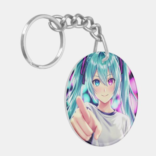 "Stylish Acrylic Circle Keychain Durable " キーホルダー (正面左)