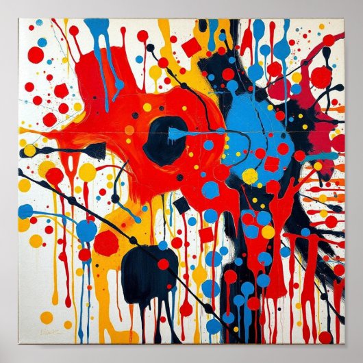 Stylish Aesthetic Abstract Art Water Color Poster ポスター (正面)