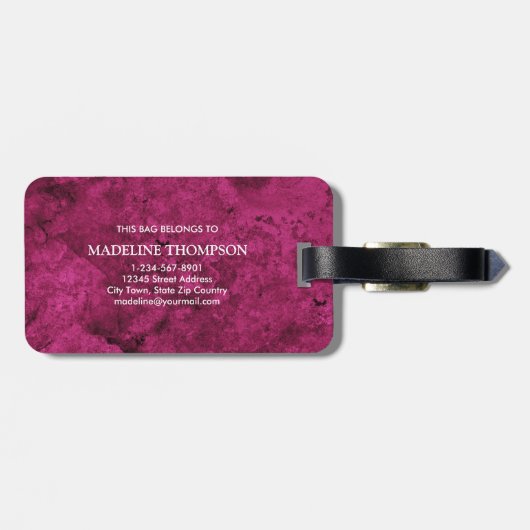 Stylish Agate Geode Pink Magenta Monogram ラゲッジタグ (裏面横)