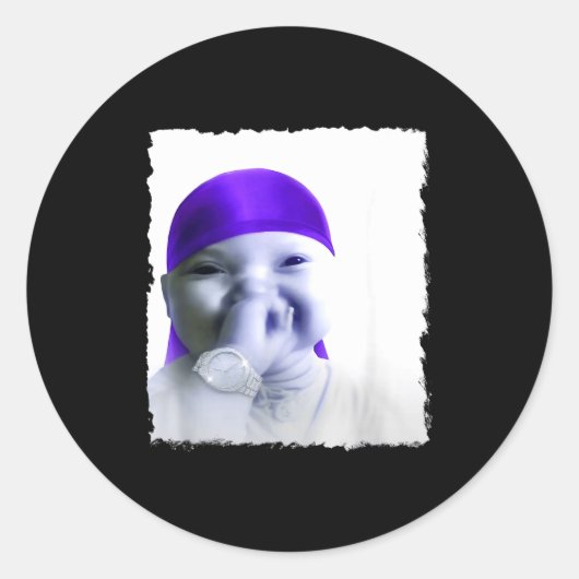 Stylish Ai Baby Holding Back Laugh Gigging Meme ラウンドシール (正面)