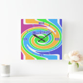 Stylish and Fun Bright Rainbow Abstract スクエア壁時計 (ホーム)