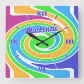 Stylish and Fun Bright Rainbow Abstract スクエア壁時計 (正面)