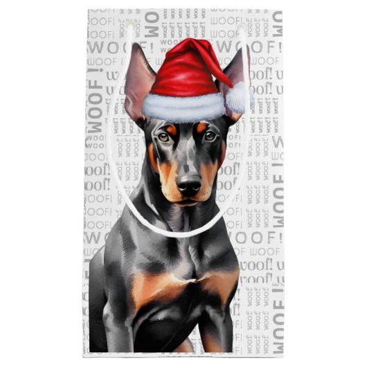 Stylish and Funny Doberman Lover Christmas スモールペーパーバッグ (正面)