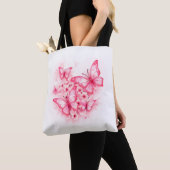 Stylish and Spacious Pink Butterfly Tote Bag トートバッグ (クローズアップ)