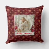 Stylish Angel Poinsettia Red Gold Accent Christmas クッション (裏面)
