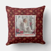 Stylish Angel Red Gold Custom Name Personalized  クッション (裏面)