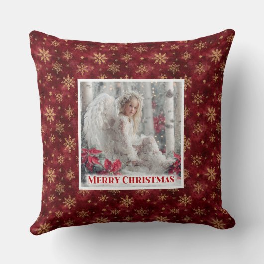 Stylish Angel Red Gold Custom Name Personalized クッション (裏面)