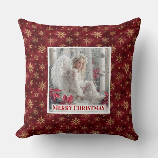 Stylish Angel Red Gold Custom Name Personalized  クッション (正面)