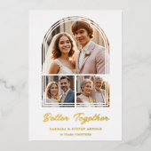 Stylish Arch 3 Photos Elegant Wedding Anniversary  箔招待状 (正面)