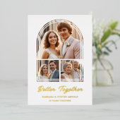 Stylish Arch 3 Photos Elegant Wedding Anniversary  箔招待状 (立ち正面)