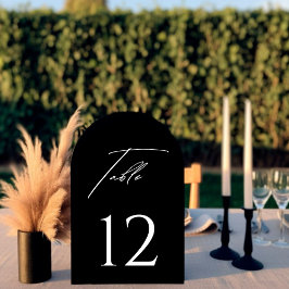 Stylish Arched Black & White Table Number  招待状
