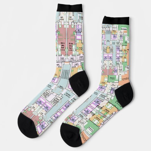 Stylish Architectural Blueprint Socks ソックス (左)