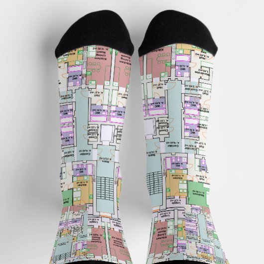 Stylish Architectural Blueprint Socks ソックス (上部)