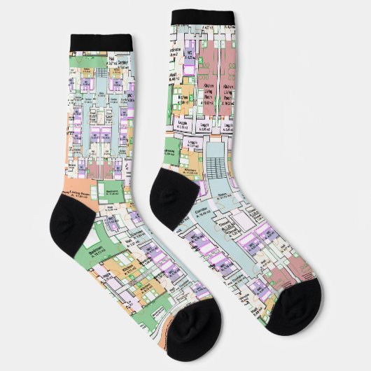 Stylish Architectural Blueprint Socks ソックス (右)