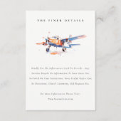 Stylish Azure Blush Wedding Flight Details エンクロージャーカード (正面)
