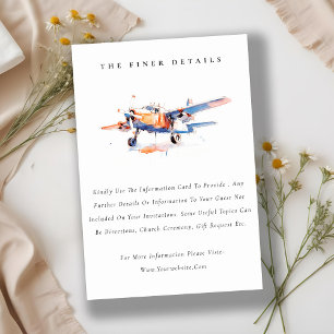 Stylish Azure Blush Wedding Flight Details エンクロージャーカード
