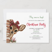 Stylish Baby Deer Cartoon Funny Watercolor Party  招待状 (正面)