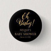 Stylish Baby Shower Button with Personalized Text 缶バッジ (正面)