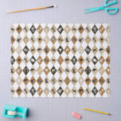 Stylish Beige Brown Equestrian Diamond Pattern 薄葉紙 (クラフト)