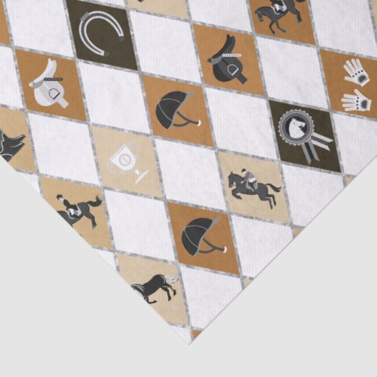 Stylish Beige Brown Equestrian Diamond Pattern 薄葉紙 (詳細)