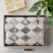 Stylish Beige Cream Equestrian Diamond Pattern 薄葉紙 (ギフト)