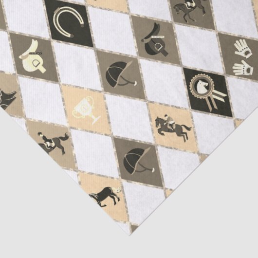 Stylish Beige Cream Equestrian Diamond Pattern 薄葉紙 (詳細)