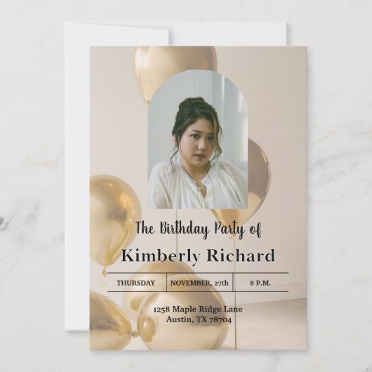 Stylish Birthday Invitation | Simple Custom Card 招待状 (正面)