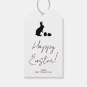Stylish Black And White Bunny Minimal Happy Easter ギフトタグ (正面)