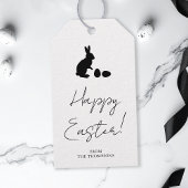 Stylish Black And White Bunny Minimal Happy Easter ギフトタグ