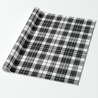 Stylish Black and White Monochrome Tartan Plaid ラッピングペーパー