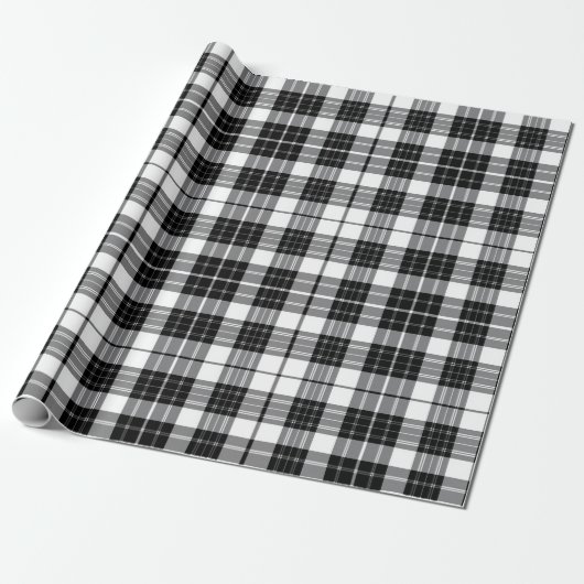 Stylish Black and White Monochrome Tartan Plaid ラッピングペーパー (アンロールド)
