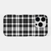 Stylish Black and White Monochrome Tartan Plaid iPhoneケース (裏面横)