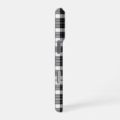Stylish Black and White Monochrome Tartan Plaid iPhoneケース (右側面)