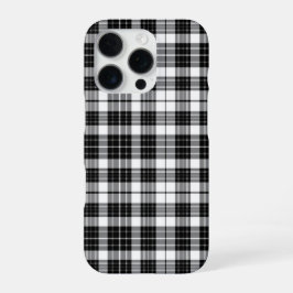 Stylish Black and White Monochrome Tartan Plaid iPhone 16 Proケース