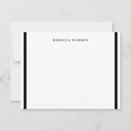 Stylish Black and White Two Border Simple Flat ノートカード (正面)
