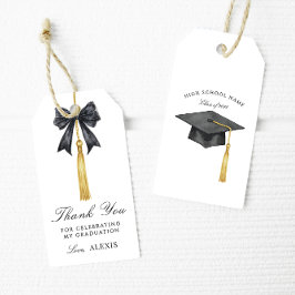 Stylish Black Bow Graduation Thank You Favor Tags ギフトタグ