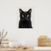 Stylish Black Cat Illustration Poster ポスター (キッチン)