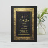 Stylish Black Gold 100th Birthday Party 招待状 (スタンド正面)